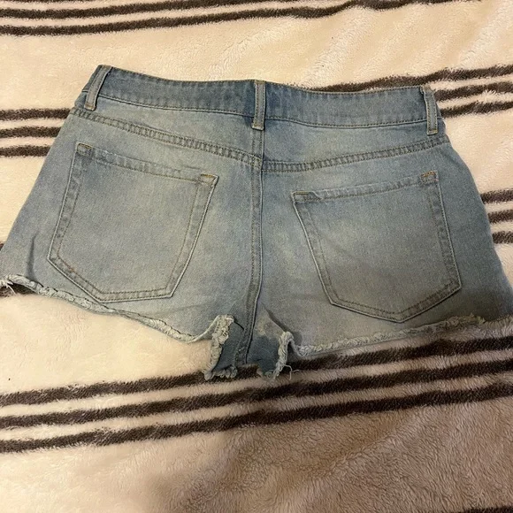 Forever 21 Blue Distressed Jean Shorts - Picture 3 of 3